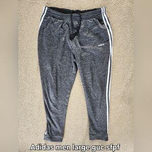 adidas Men's Dark Gray Sweatpants with White Stripes